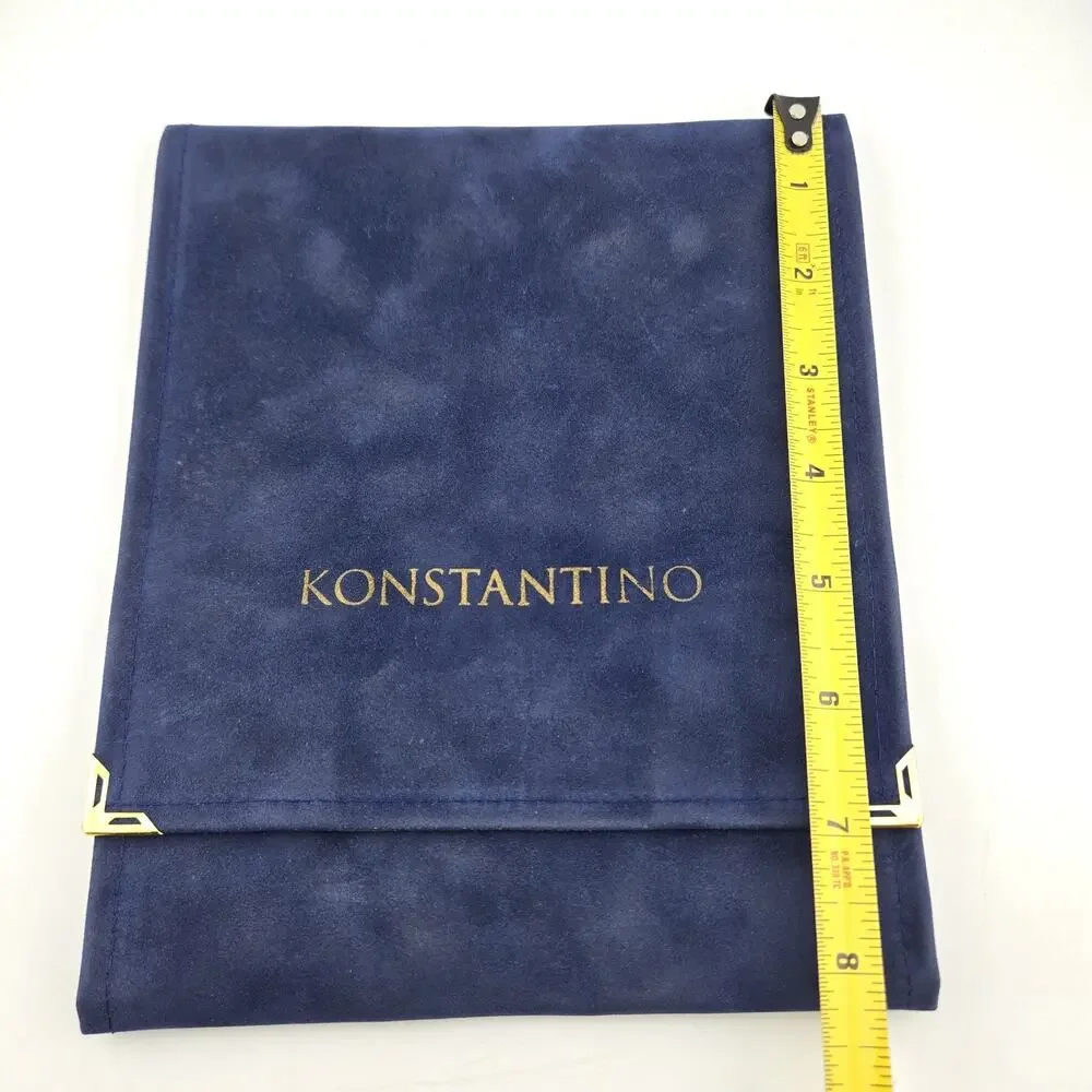 Konstantino Jewelry Pouch Dust Bag Lot of 4 Suede Envelope Case Blue
